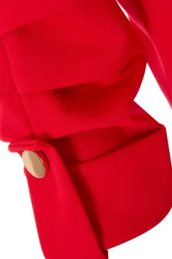 Quiz Petite Ruched Sleeve Blazer Red Outlet