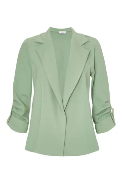Quiz Petite Sage Ruched Sleeve Blazer Online