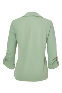 Quiz Petite Sage Ruched Sleeve Blazer Online