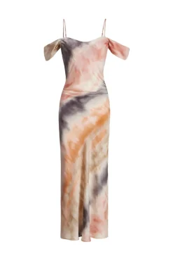 Quiz Petite Satin Marble Print Midaxi Dress Hot