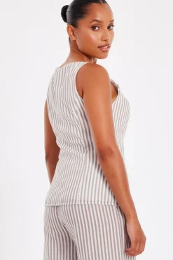 Quiz Petite Stone Striped Boat Neck Waistcoat Sale