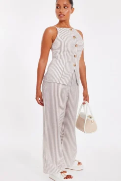Quiz Petite Stone Striped Boat Neck Waistcoat Sale
