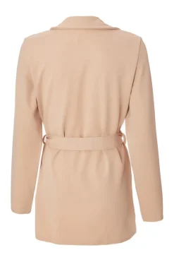 Quiz Petite Tie Waist Blazer Stone Clearance