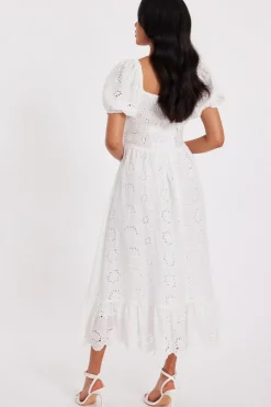 Quiz Petite White Embroidered Dress Sale