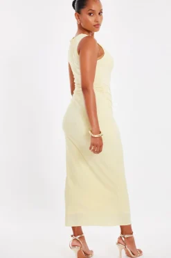 Quiz Petite Yellow Gold Buckle Midaxi Dress