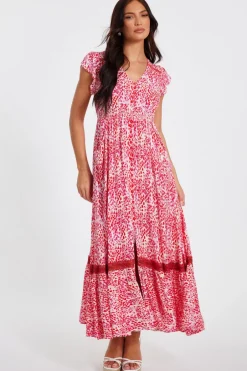 Quiz Pink Animal Print Midaxi Dress Online
