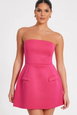 Quiz Pink Bandeau A-Line Mini Dress Outlet