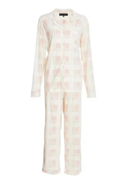Quiz Pink Checked Long Pyjama Set Clearance