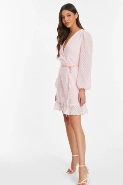 Quiz Pink Chevron Skater Mini Dress Light Pink Sale