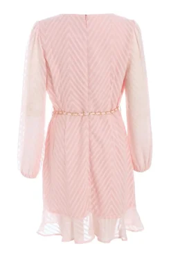 Quiz Pink Chevron Skater Mini Dress Light Pink Sale