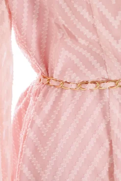Quiz Pink Chevron Skater Mini Dress Light Pink Sale