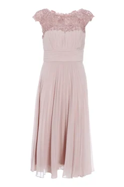 Quiz Pink Chiffon Embellished Pleated Midi Dress Hot