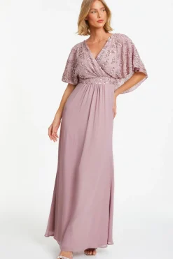 Quiz Pink Chiffon Embellished Maxi Dress Best