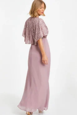 Quiz Pink Chiffon Embellished Maxi Dress Best