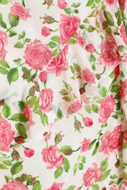 Quiz Pink Chiffon Floral Ruffle Wrap Midi Dress Outlet
