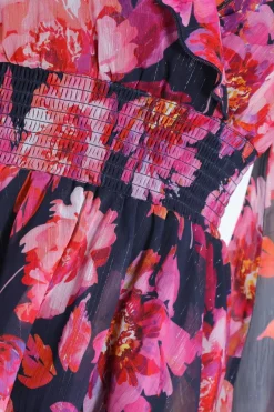 Quiz Pink Chiffon Floral Tiered Skater Mini Dress New