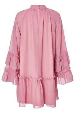 Quiz Pink Chiffon Frill Mini Dress Discount