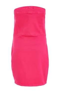 Quiz Pink Denim Bandeau Mini Dress Outlet