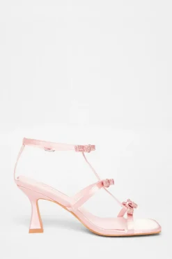 Quiz Diamante Bow Heels Pink Outlet