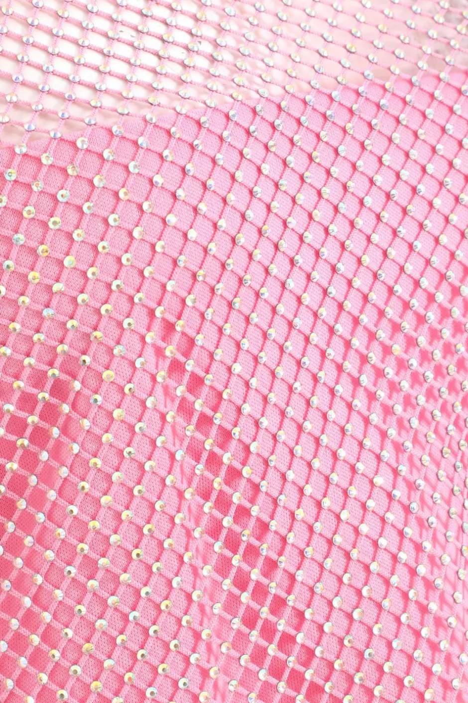 Quiz Pink Diamante Embellished Mesh Crop Top Hot
