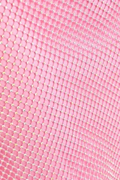 Quiz Pink Diamante Mesh Mini Skirt Clearance