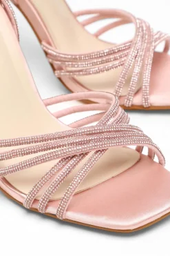 Quiz Pink Diamante Strap Heeled Sandals Discount