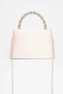 Quiz Diamante Twist Top Handle Bag Pink New