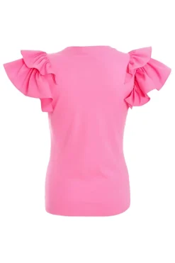 Quiz Pink Double Frill Sleeve Top New