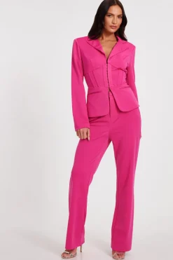 Quiz Flared Tailored Trousers Pink Hot