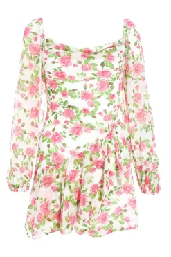 Quiz Pink Floral Chiffon Playsuit Clearance