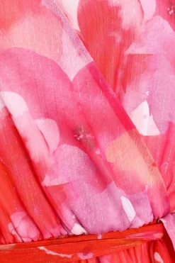 Quiz Pink Floral Metallic Wrap Playsuit New