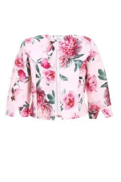 Quiz Pink Floral Split Sleeve Crop Jacket Outlet