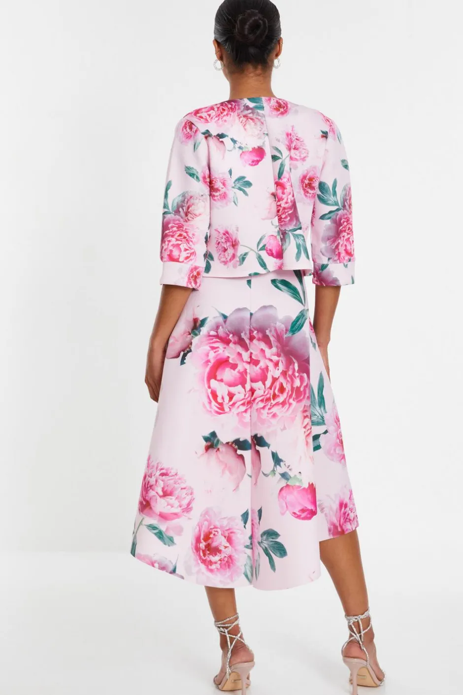 Quiz Pink Floral Split Sleeve Crop Jacket Outlet
