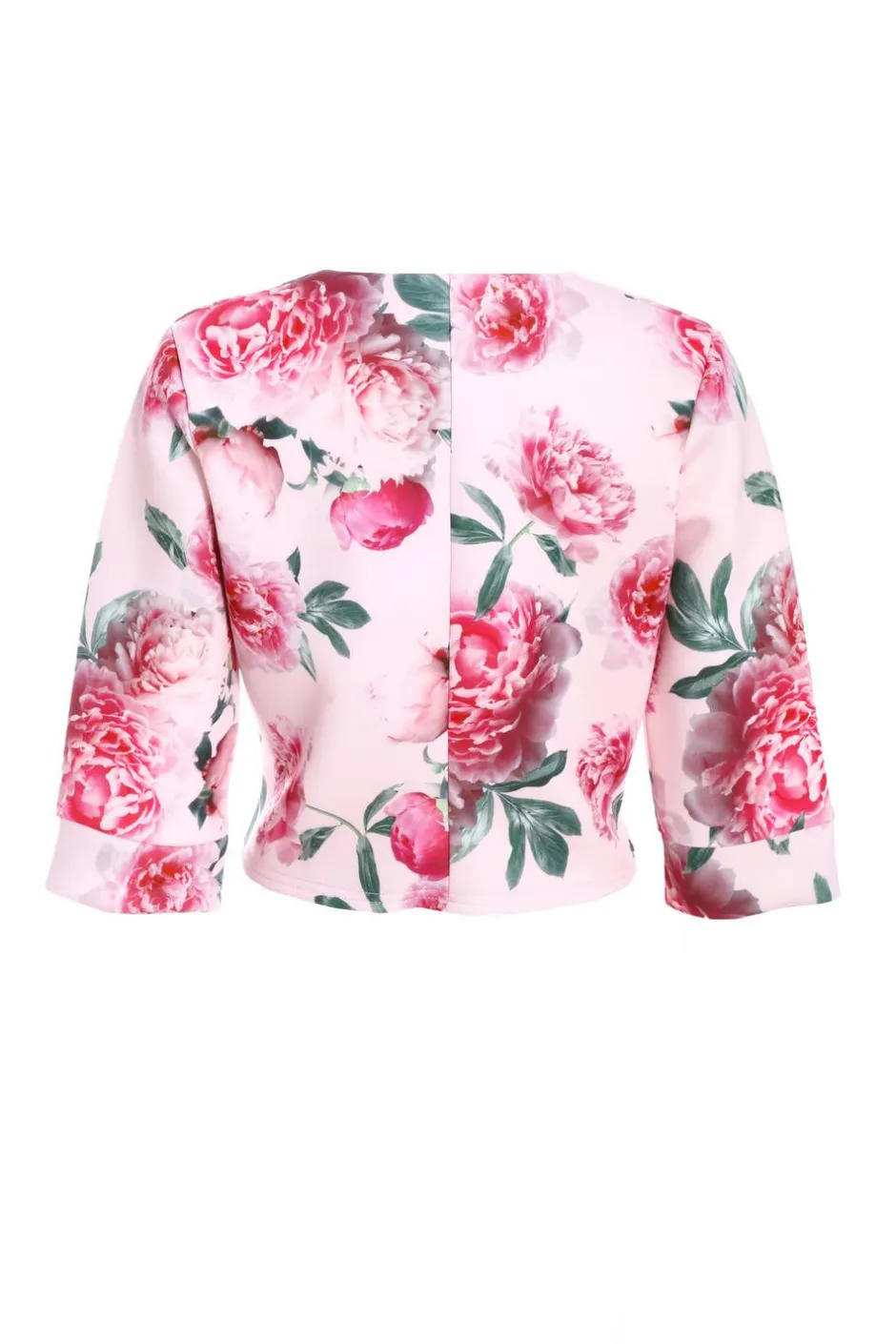 Quiz Pink Floral Split Sleeve Crop Jacket Outlet