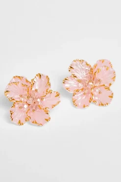 Quiz Floral Stud Earrings Pink Outlet