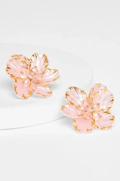 Quiz Floral Stud Earrings Pink Outlet