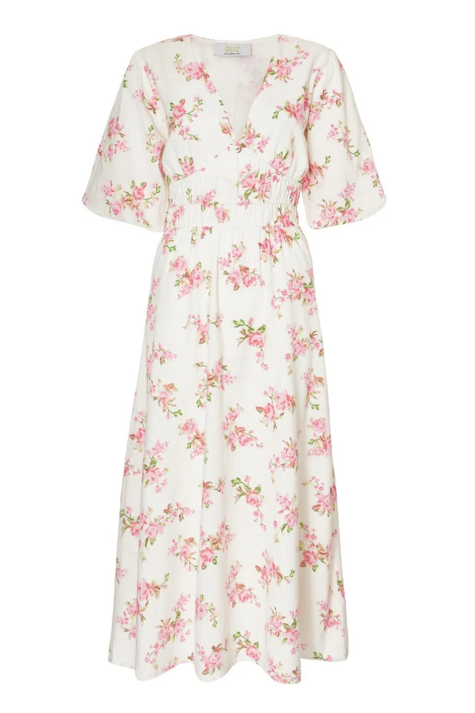 Quiz Pink Floral V-Neck Midi Dress Best