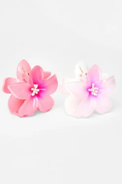 Quiz Flower Hair Claw Set Pink Outlet