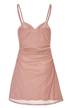 Quiz Pink Glitter Mesh Mini Dress