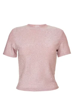 Quiz Pink Knit Embellished Top Discount