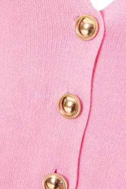 Quiz Knitted Button Front Waistcoat Pink Online