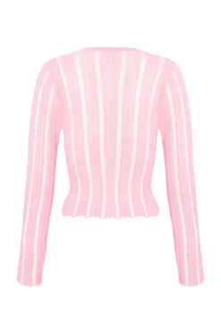 Quiz Knitted Diamante Jumper Pink Clearance