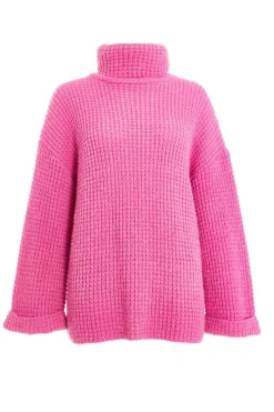Quiz Knitted Roll Neck Jumper Pink Outlet