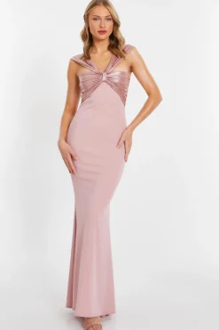 Quiz Pink Knot Front Maxi Dress Outlet