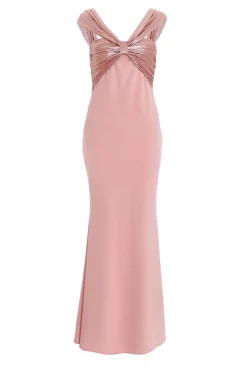 Quiz Pink Knot Front Maxi Dress Outlet