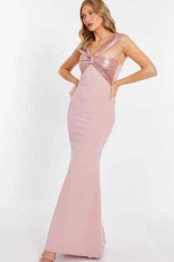 Quiz Pink Knot Front Maxi Dress Outlet
