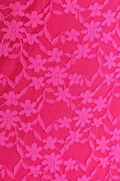 Quiz Pink Lace Mesh Midaxi Dress