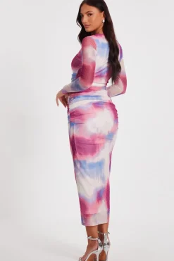Quiz Pink Marble Print Midi Dress Best