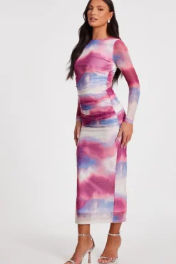 Quiz Pink Marble Print Midi Dress Best