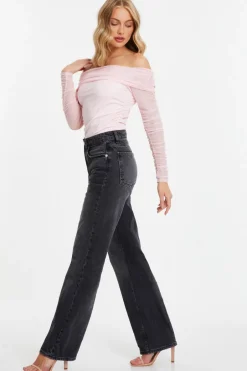 Quiz Pink Mesh Bardot Top Sale